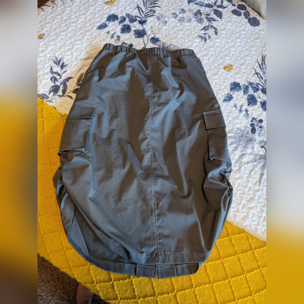 Pull on long cargo skirt